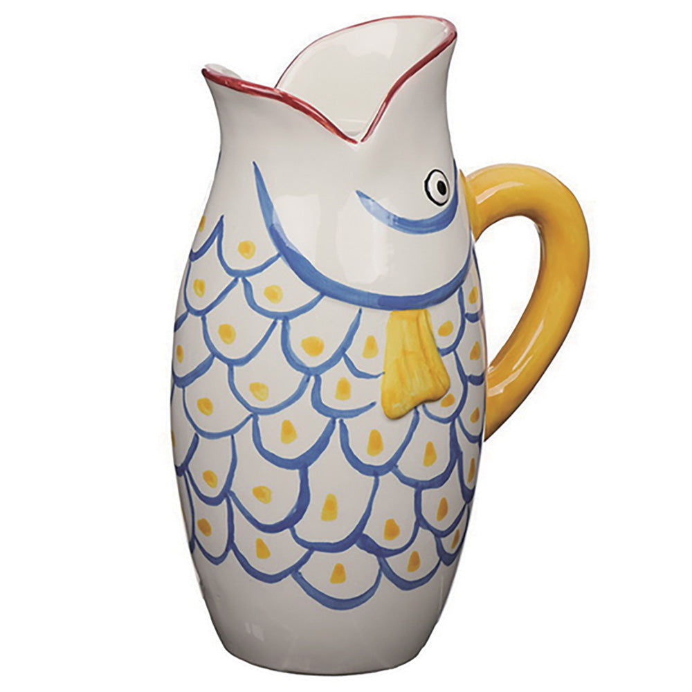 Yellow Fish Ceramic Flower Vase with Handle 26cm