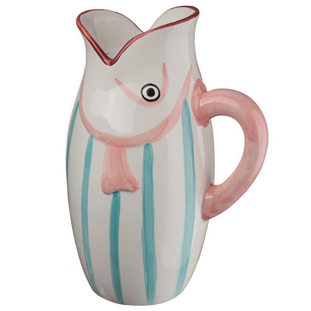 Pink Fish Ceramic Flower Vase with Handle 26cm
