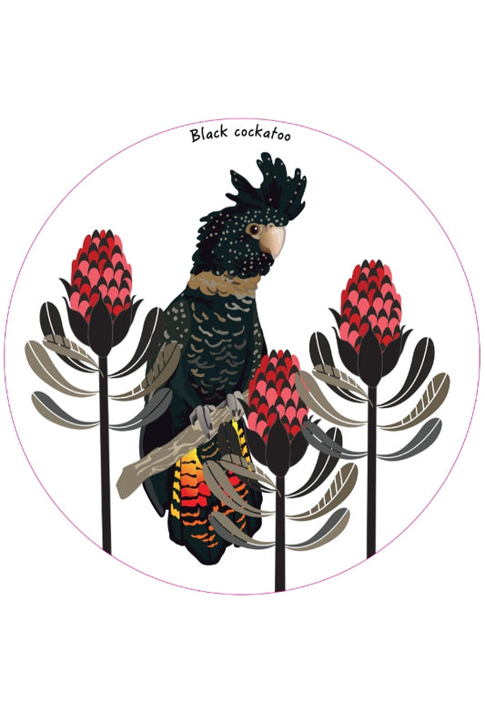 Black Cockatoo Fridge Magnet