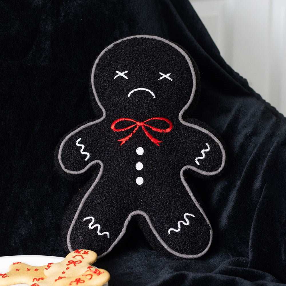 Black Gingerdead Man Boucle Cushion