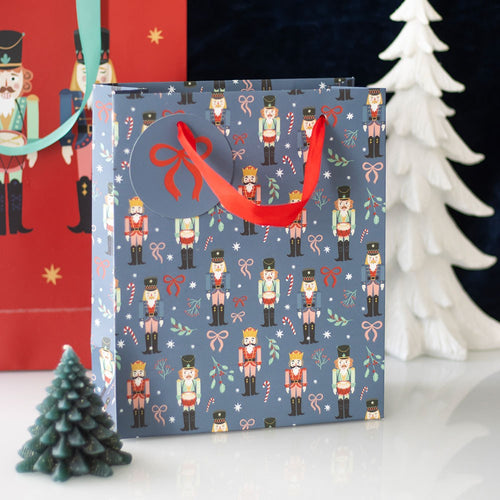 Blue Nutcracker Print Gift Bag 23cm