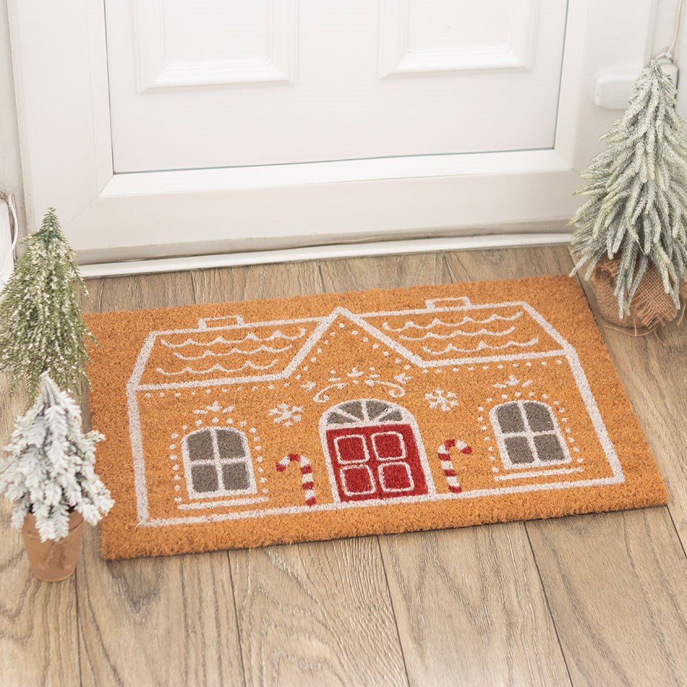 Candy Cane Gingerbread House Doormat 40cm x 60cm